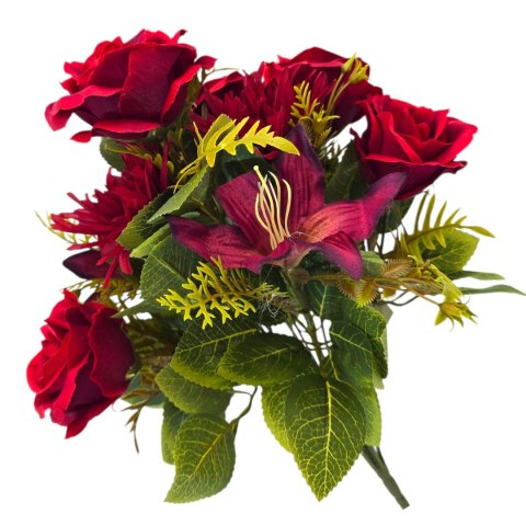 Bukiet róż do flakonu czerwone róże lilie mix kwiaty do kompozycji