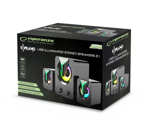 EGS107 Esperanza głośniki 2.1 usb led rainbow soprano