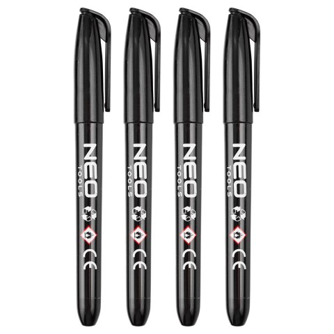 Marker budowlany, czarny, permanentny, wodoodporny, olejowy, 4 szt.