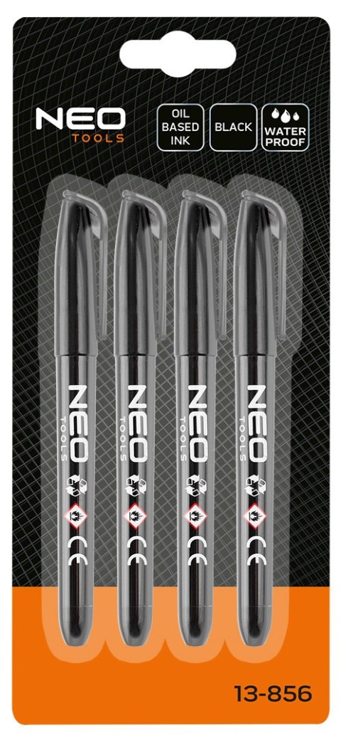 Marker budowlany, czarny, permanentny, wodoodporny, olejowy, 4 szt.