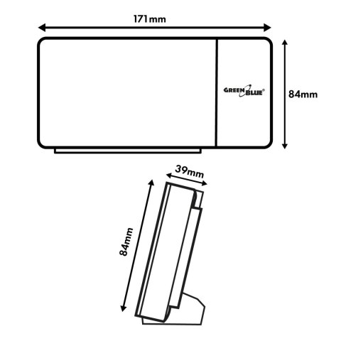 Radiobudzik cyfrowy LED z projektorem GreenBlue,radio FM, alarm, zegar 12/24, zasilanie USB 5V DC + CR2032, GB172