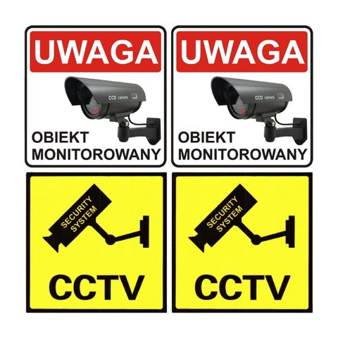 Zestaw dwóch atrap kamer tubowych, diody IR LED, biała, zasilanie 2xAA (brak w zestawie), ABS, IR1800 WT