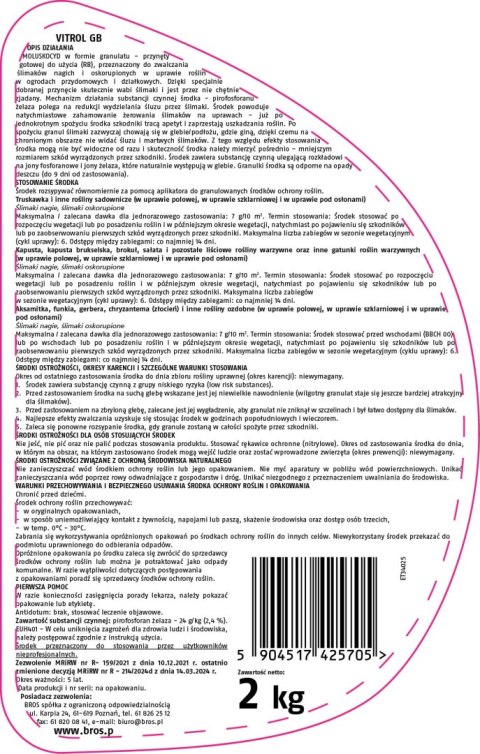 BROS - Vitrol GB zwalcza ślimaki 2kg