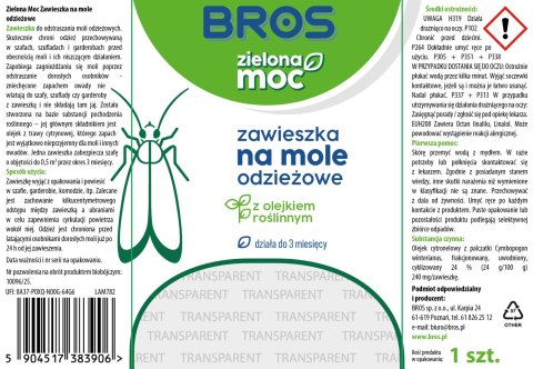 BROS - Zielona Moc zawieszka na mole odzieżowe