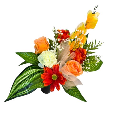 Bukiet flakon stroik na cmentarz kompozycja kwiatowa sztuczne kwiaty