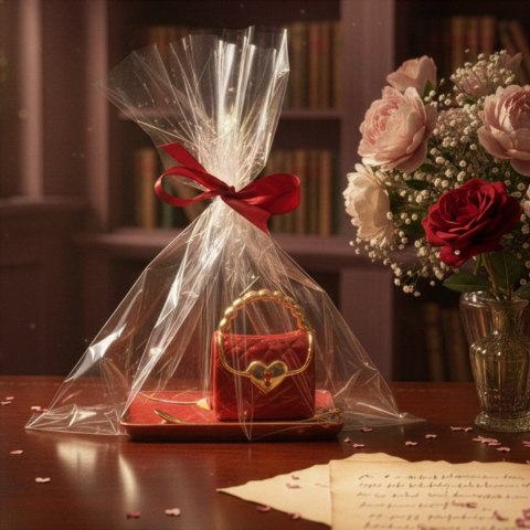 Kubek Torebka - talerzyk i łyżeczka serce - prezent na walentynki dla niej