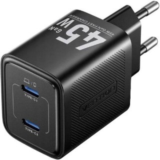Ładowarka Vention 45W GaN PD 2x USB-C czarna