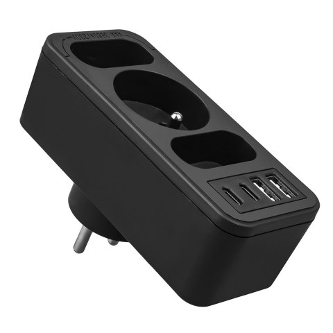 MACLEAN GNIAZDKO PRĄDOWE X3 + 4XUSB, ROZGAŁĘŹNIK Z 3 GNIAZDAMI, 2XUSB A, 2XUSB C PD 20W, 1X16A + 2X6A MCE248 F/B