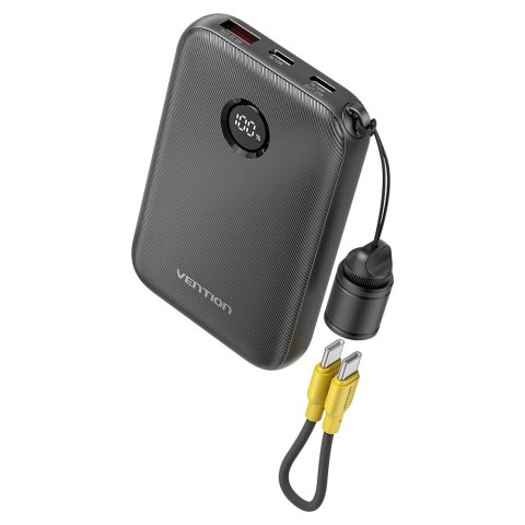 Powerbank Vention 10000mAh 2 x USB-C 1x USB-A z wyświetlaczem 22,5W czarny