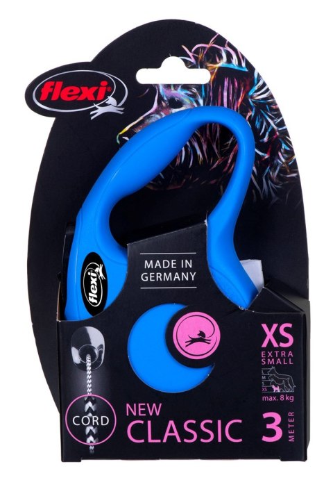 Flexi smycz automatyczna New Classic XS linka 3 m - dla psa do 8 kg, kolor niebieski