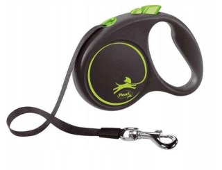 Smycz FLEXI automatyczna Black Design S taśma 5 m kol. zielony