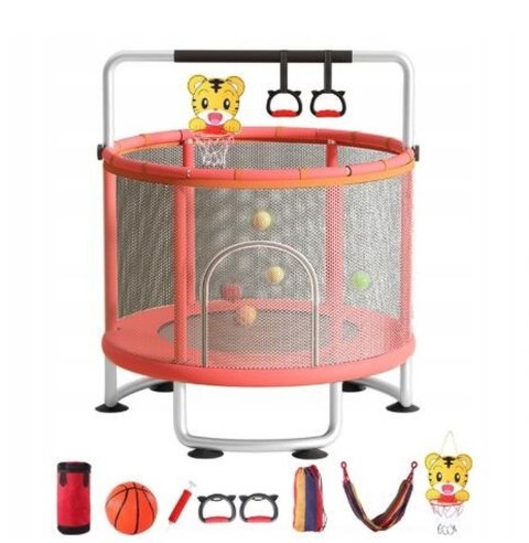 Trampolina dla dzieci ogrodowa siatka piłki koszykówka 150cm czerwona