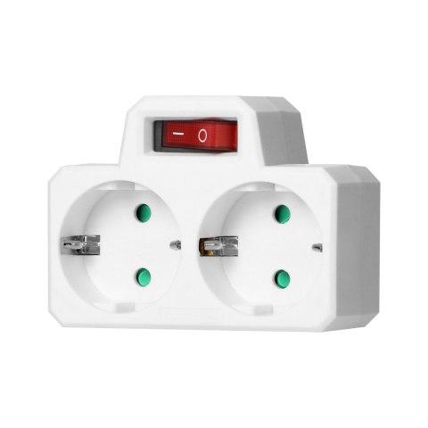 Rozgałęźnik 2x2P+Z (Schuko) z włącznikiem, biały