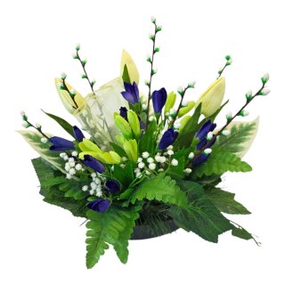 Stroik na cmentarz kompozycja kwiatowa na grób krokusy bazie tulipany