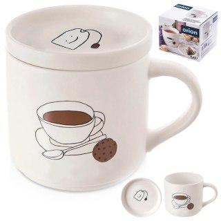 Kubek do Parzenia Herbaty Ziół Naparów z Pokrywką Porcelanowy ORION 420 ml