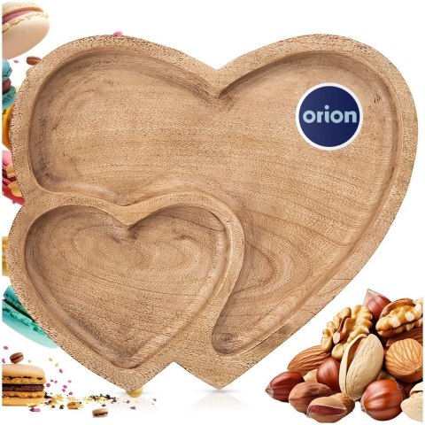 Talerz do Serwowania Drewniany MANGO Podwójne Serce 23 x 20 cm