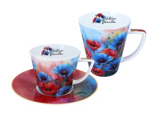 Kpl. filiżanka i kubek - N. Bonilla, Niebieskie maki (CARMANI)