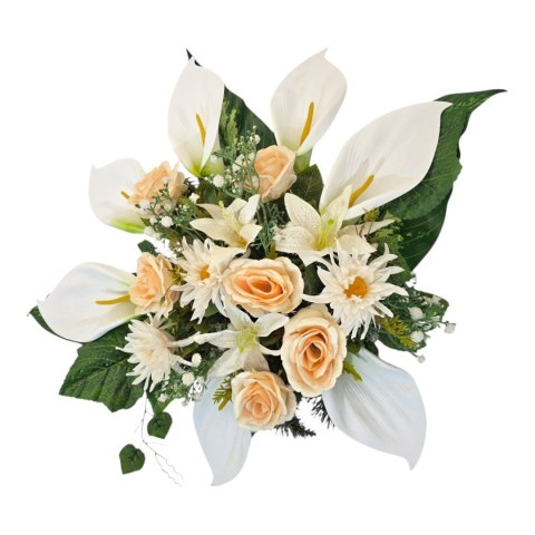 Komplet stroiki na cmentarz grób bukiet donica jasny zestaw