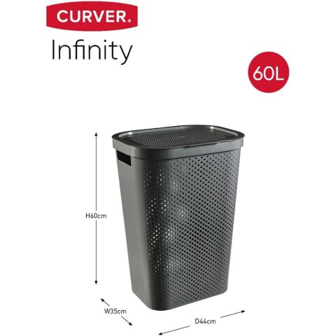Kosz na bieliznę Curver Infinity Recycled 60L ciemny szary