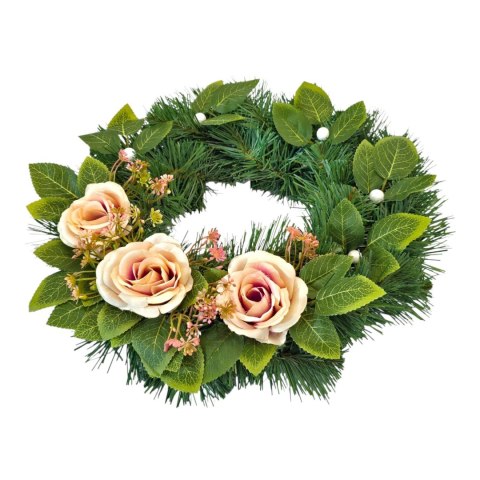 Okrągły stroik wianek wiązanka na cmentarz dekoracja pod znicz