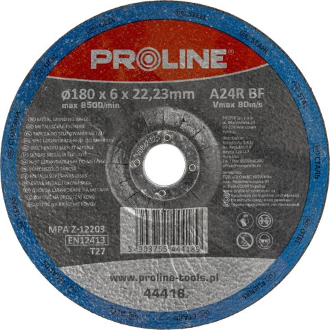 Tarcza do szlifowania metalu, t27, 180x6.0x22a24r proline