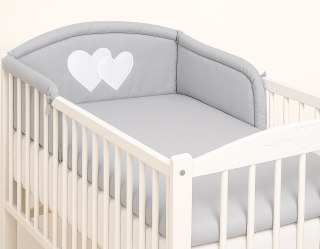 Ochraniacz do łóżeczka na szczebelki uniwersalny - Serduszka szare