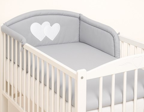 Ochraniacz do łóżeczka na szczebelki uniwersalny - Serduszka szare