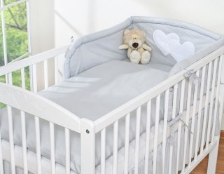 Ochraniacz do łóżeczka na szczebelki uniwersalny - Serduszka szare
