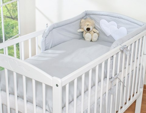 Ochraniacz do łóżeczka na szczebelki uniwersalny - Serduszka szare