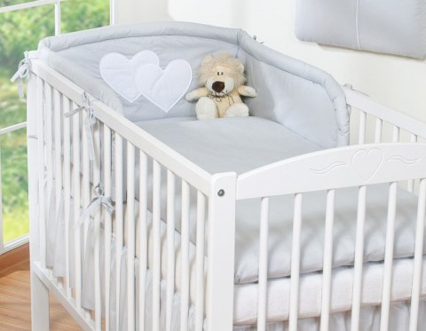 Ochraniacz do łóżeczka na szczebelki uniwersalny - Serduszka szare