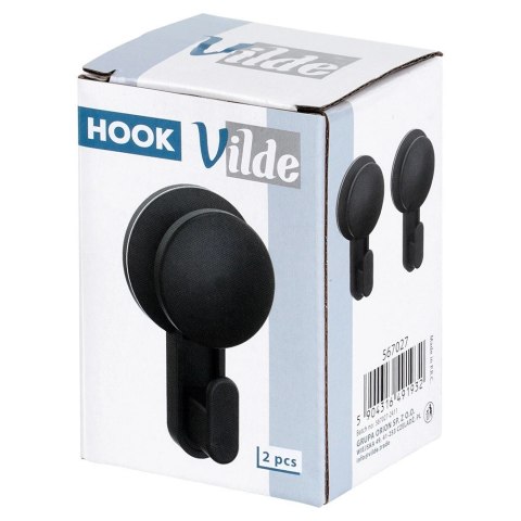 Haczyk Wieszak VILDE na Przyssawkę 2 szt. Czarny 5,5 cm Łazienka