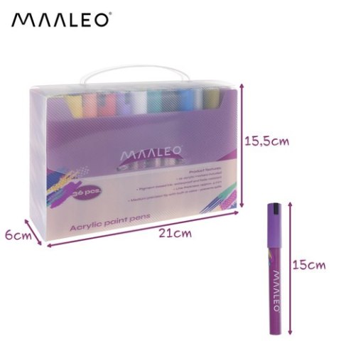 Markery akrylowe- zestaw 36szt. Maaleo 25813
