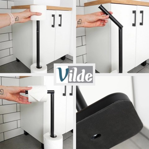Stojak na Papier Toaletowy Czarny Zapas na 5 Rolek 56 cm VILDE