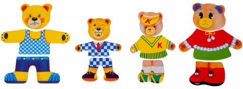 Drewniana układanka misie skrzynka klocki 74 el puzzle
