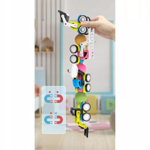 Klocki Magnetyczne Pojazdy Budowlane Drogowe Komplet Zestaw 6 pojazdów