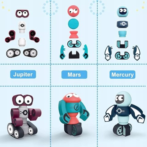 Klocki magnetyczne dla dzieci roboty 21 elementów kosmiczna zabawa