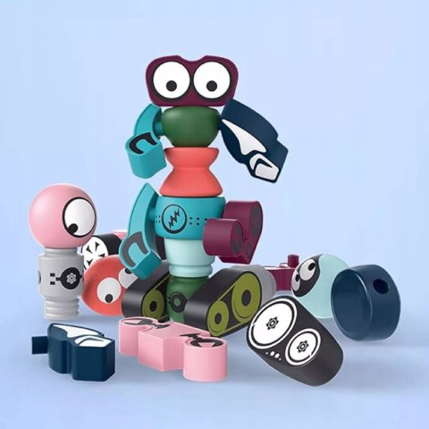 Klocki magnetyczne dla dzieci roboty 21 elementów kosmiczna zabawa