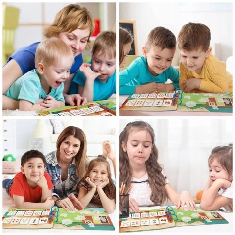 Książeczka Edukacyjna Dinozaury Puzzle Na Rzep Alfabet Kształty Montessori