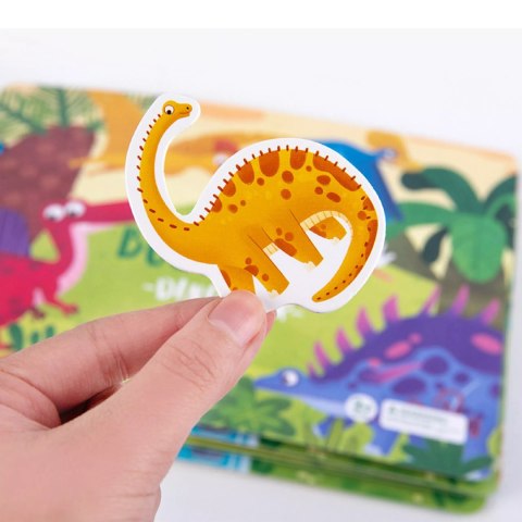 Książeczka Edukacyjna Dinozaury Puzzle Na Rzep Alfabet Kształty Montessori