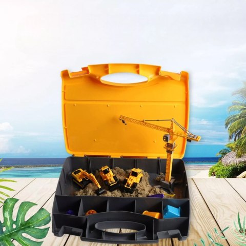 Piasek Kinetyczny dla dzieci z Pojazdami Budowlanymi i Żurawiem w Walizce