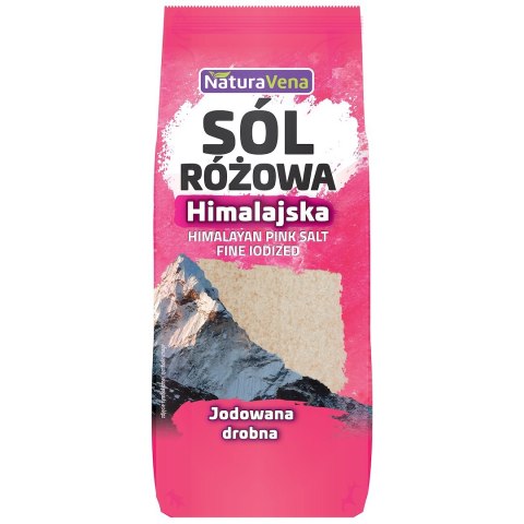 SÓL HIMALAJSKA RÓŻOWA DROBNO MIELONA JODOWANA 500 g - NATURAVENA