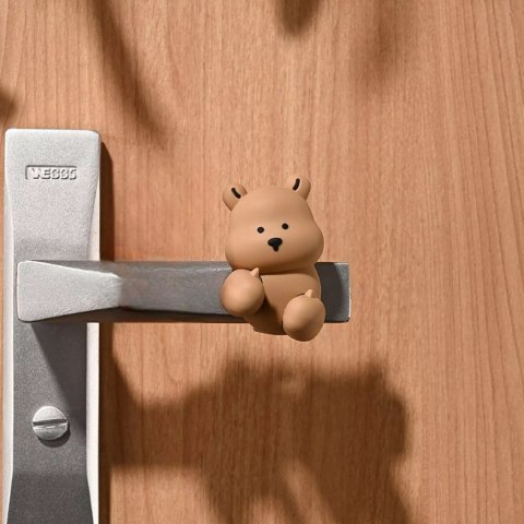 Silikonowa osłona na klamkę - anty uderzeniowy ochraniacz drzwi miś brązowy