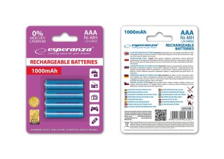 EZA102B Esperanza akumulatorki ni-mh aaa 1000mah 4szt. niebieskie