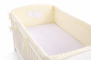 Ochraniacz do łóżeczka na szczebelki uniwersalny XXL - Serduszka kremowe