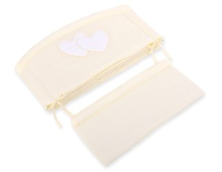 Ochraniacz do łóżeczka na szczebelki uniwersalny XXL - Serduszka kremowe