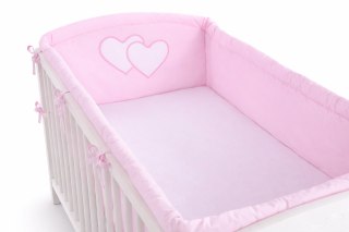 Ochraniacz do łóżeczka na szczebelki uniwersalny XXL - Serduszka różowe