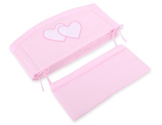 Ochraniacz do łóżeczka na szczebelki uniwersalny XXL - Serduszka różowe