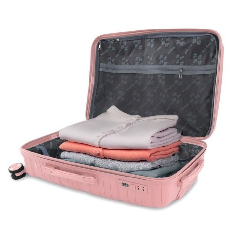 Zestaw walizek BERWIN Torna 4w1 - twarde walizki na kółkach + kosmetyczka DUSTY Rose