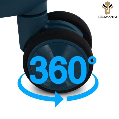 Zestaw walizek BERWIN Torna 4w1 twarde walizki na kółkach + kosmetyczka OCEAN Petrol