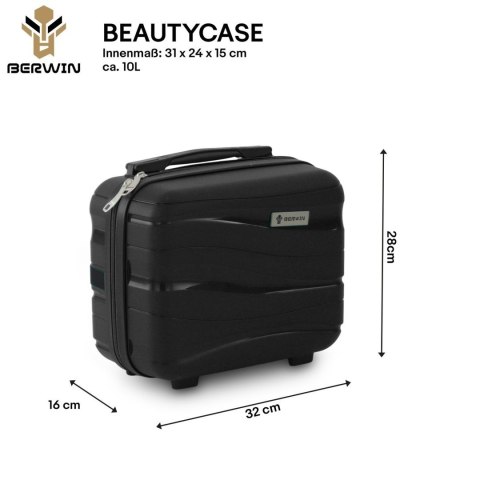 Zestaw walizek BERWIN Torna 4w1 twarde walizki na kółkach + kosmetyczka TITAN Schwarz